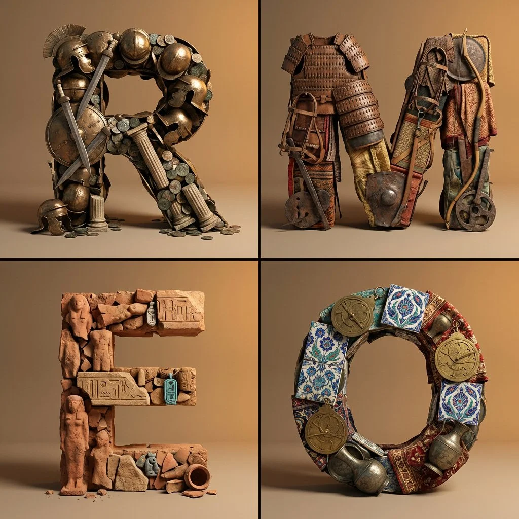 Historic Empires Rendered as 3D Typographic Sculptures