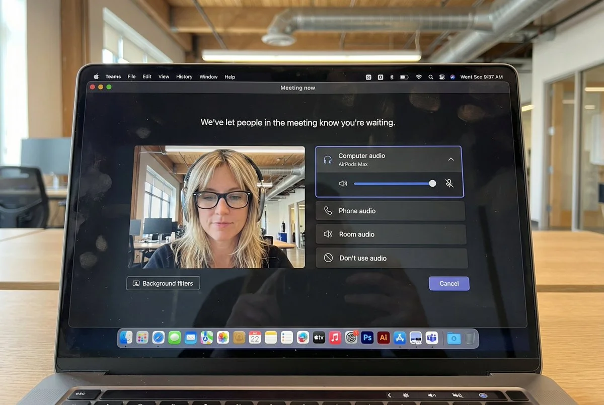 Hyper-Realistic MacBook Magic: A Meeting Moment Captured