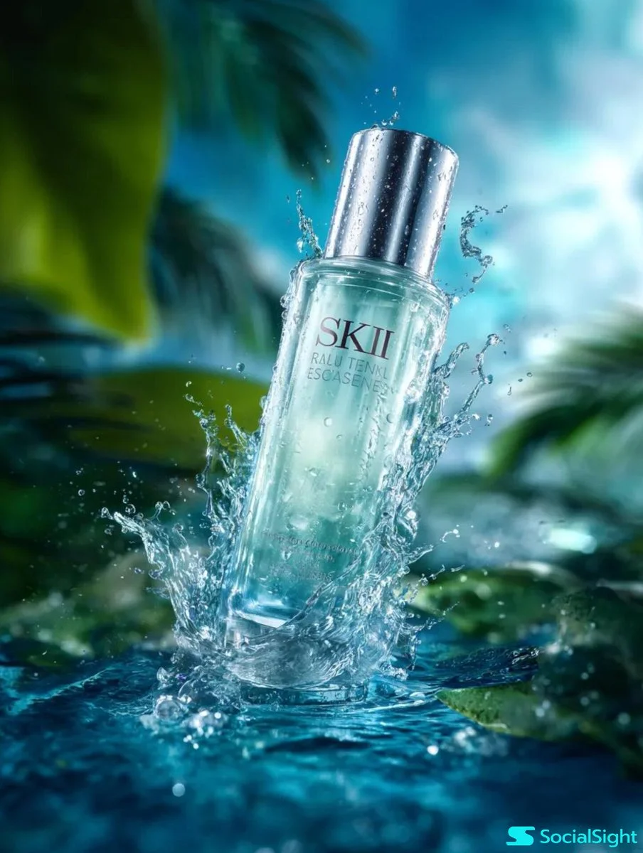 Hyperreal Cosmetic Tube Amid Dynamic Water Splash