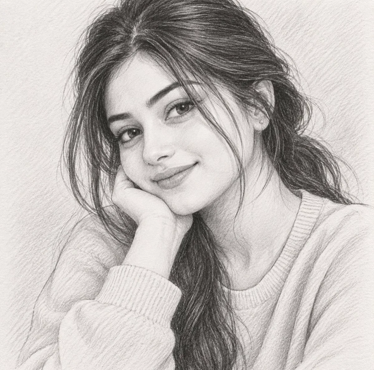 Hyperrealistic Graphite Portrait Captures a Young Woman's Gentle Smile