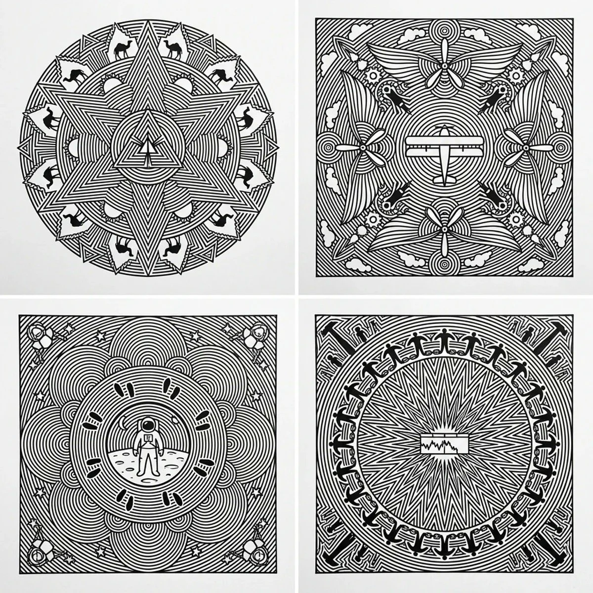 Hypnotic Radial Frequency Mandalas of Iconic Historical Moments