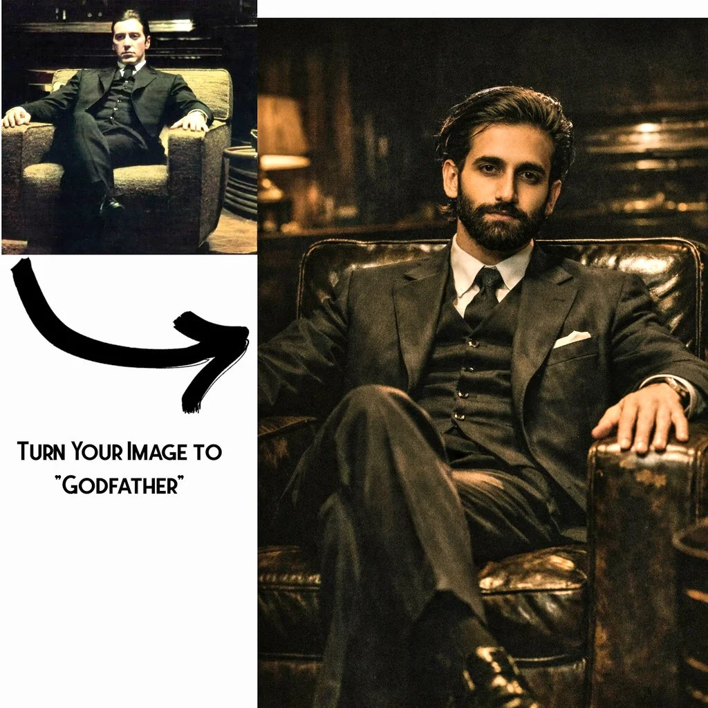 Iconic Michael Corleone Portrait in Vintage Cinematic Style
