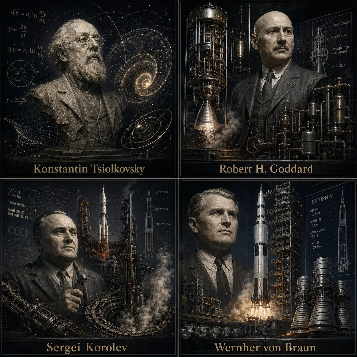 Iconic Minds of Rocket Science in Procedural Sculpture