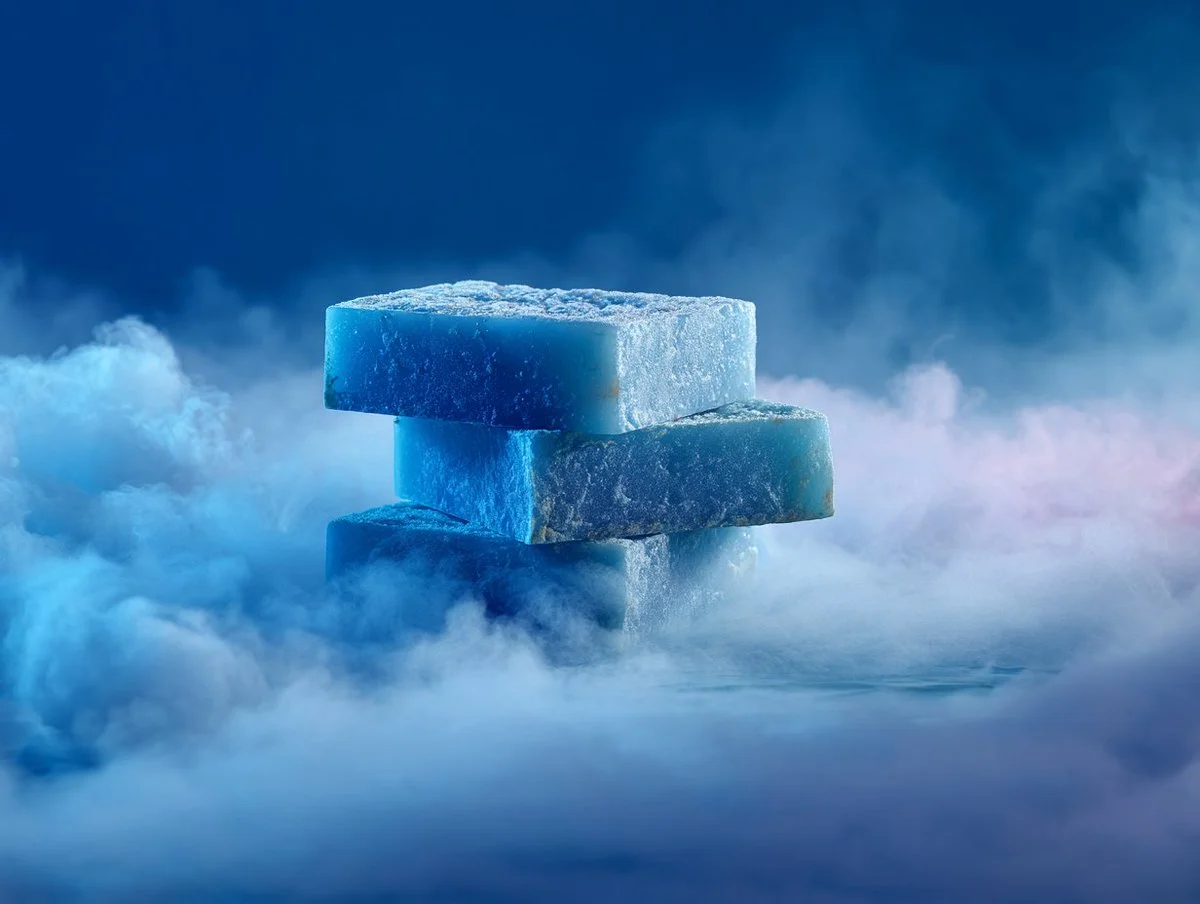 Icy Elegance: Beauty Product in Misty Blue Glow
