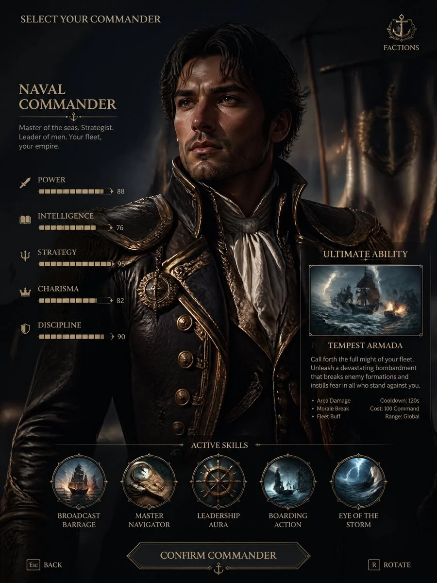 Imperial Emperor Character Selection Screen