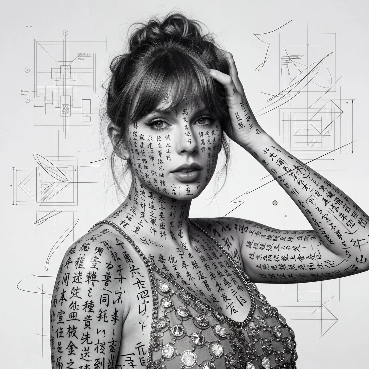 Inkbound Identity: A Surreal Portrait of Scripted Skin