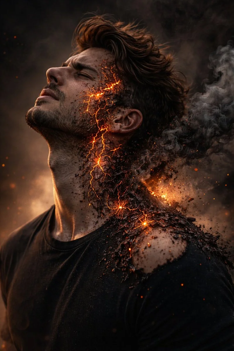 Inner Fire Unleashed: Human Form in Transformation