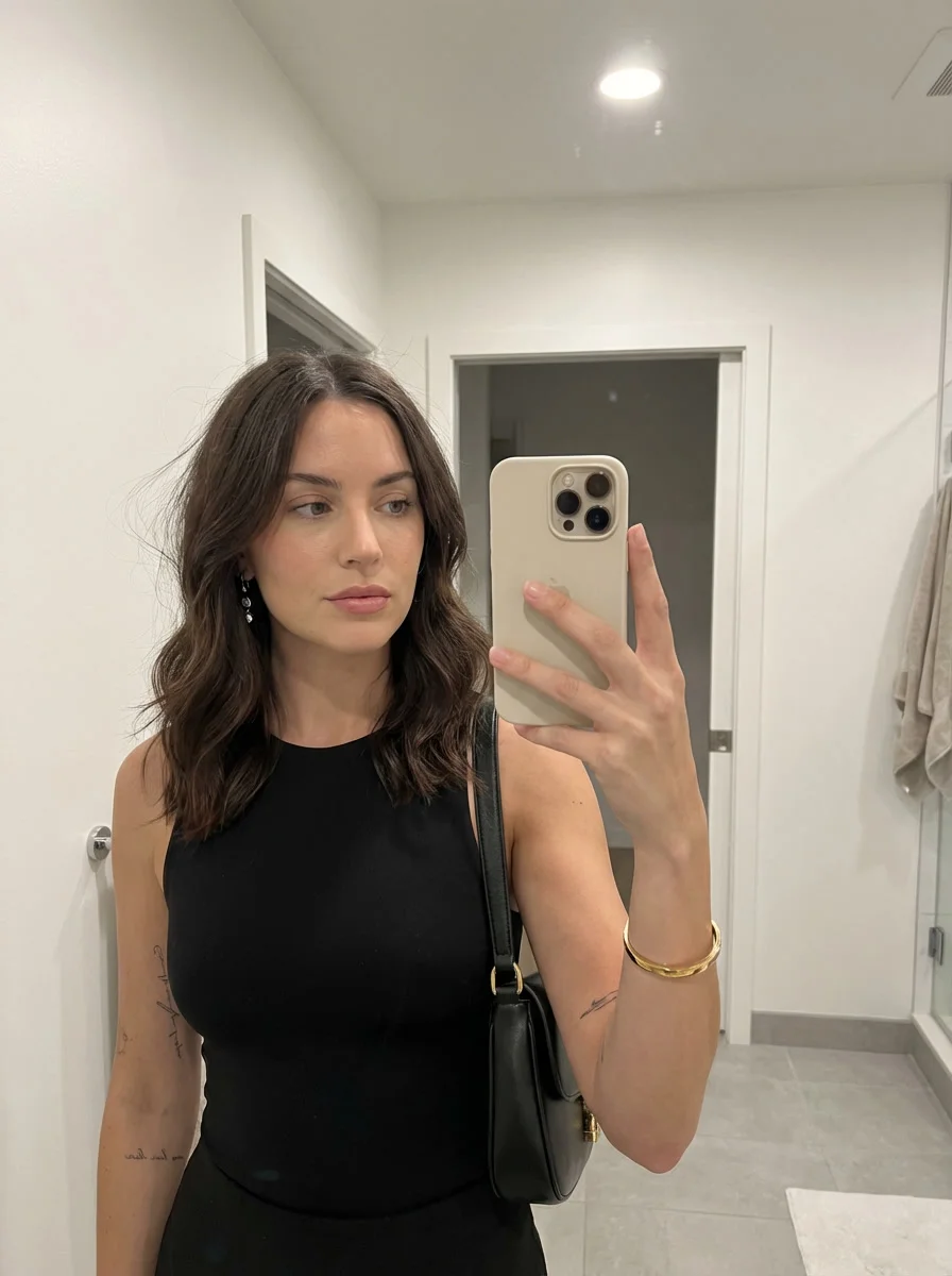 Intimate Mirror Moment in Modern Light