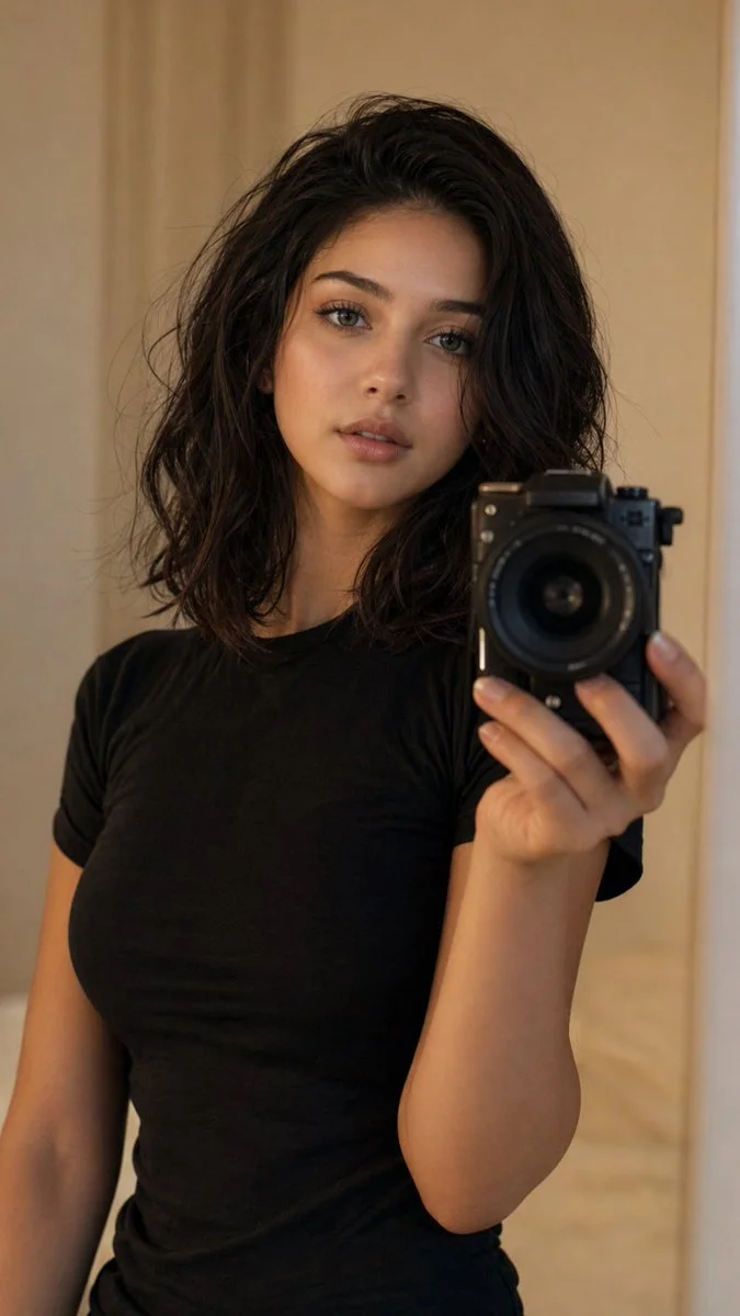 Intimate Mirror Reflection in Cinematic Light