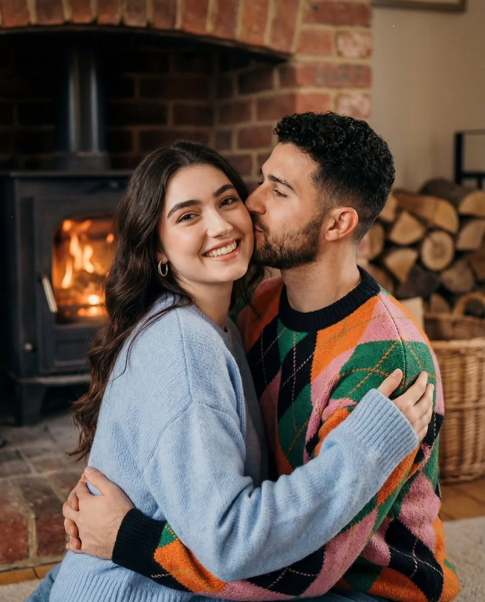 Intimate Moments by the Fire: A Cozy Portrait