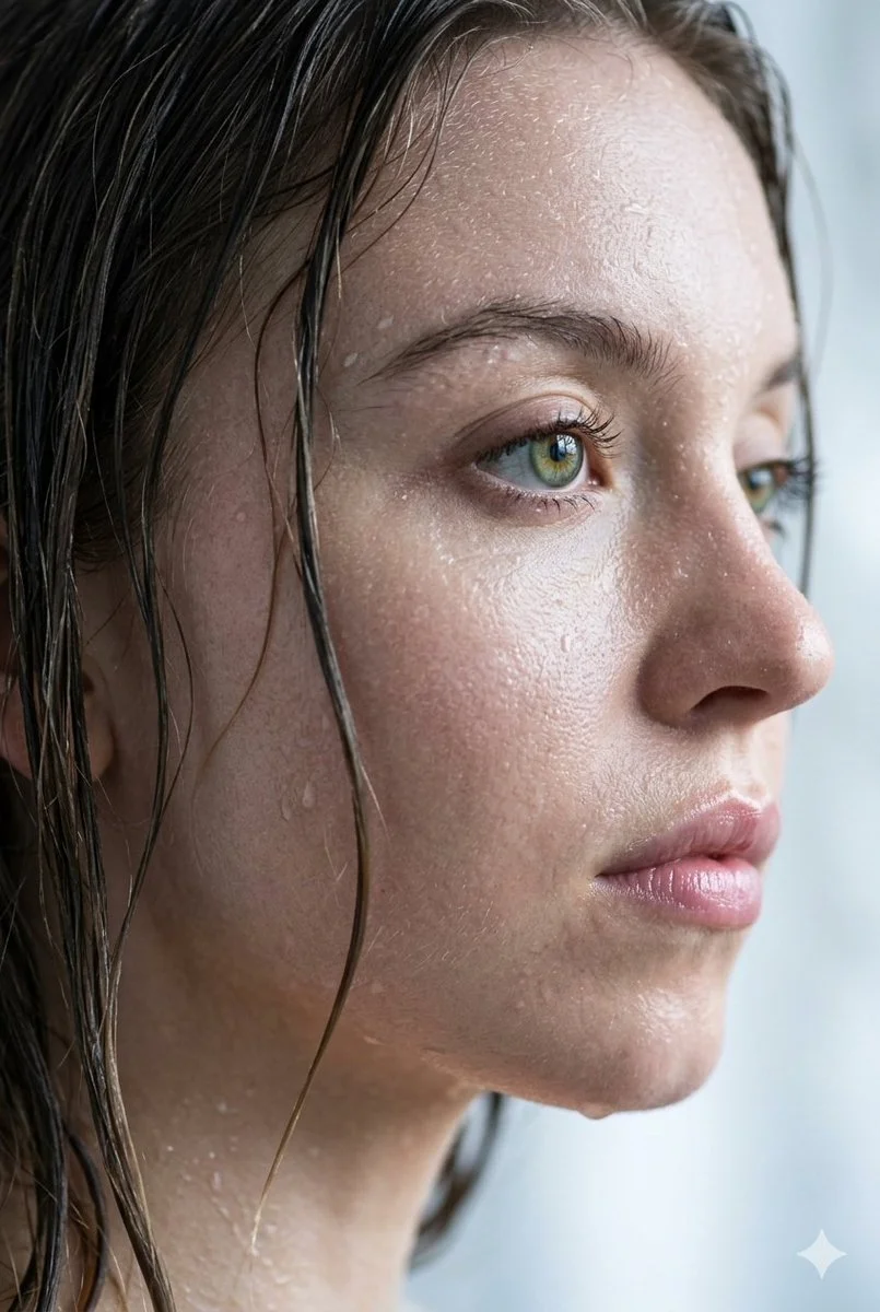 Intimate Portrait of Moisture and Texture in Profile