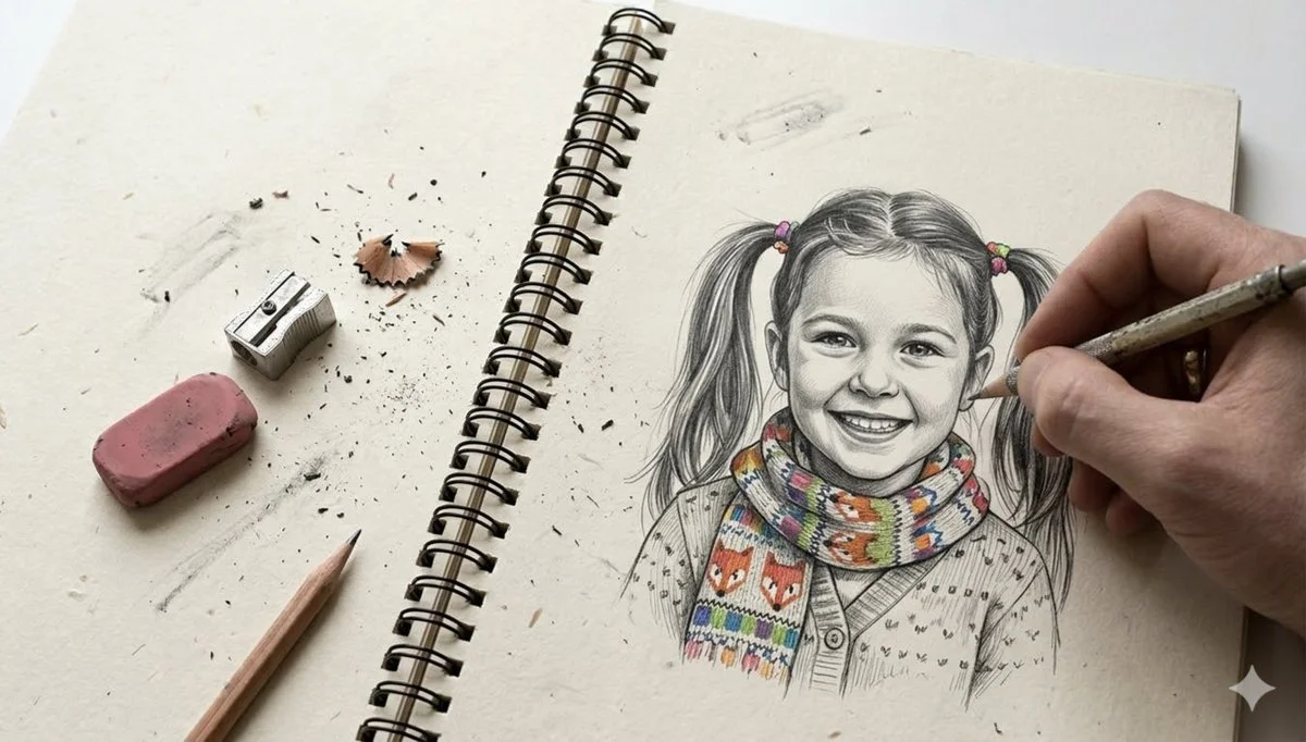 Intimate Sketchbook Portraits Capturing Generations in Graphite