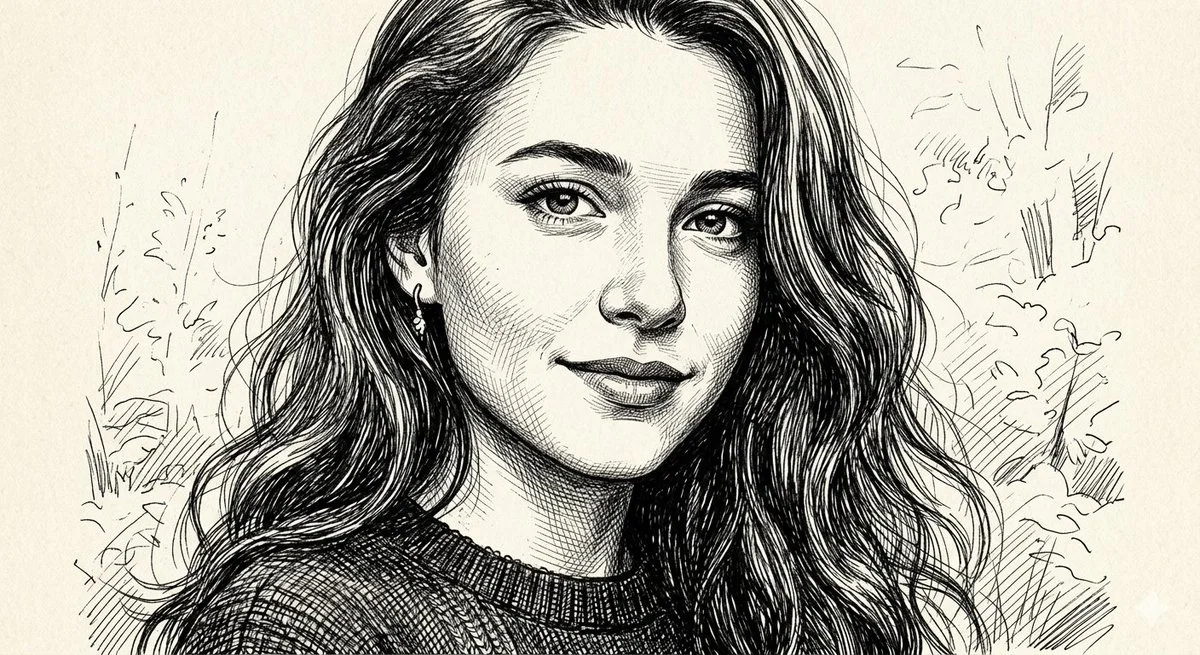 Intricate Ink Portrait of Serenity