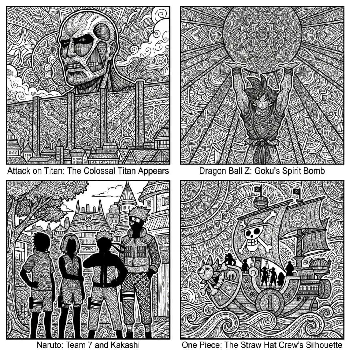 Intricate Manga Scene in Ink and Geometry