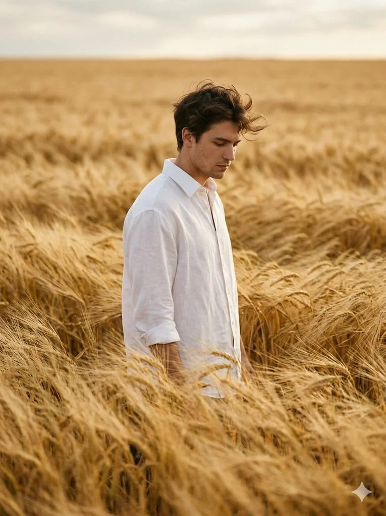 Introspective Solitude: Emotional Depth in a Field of Flowing Wheat