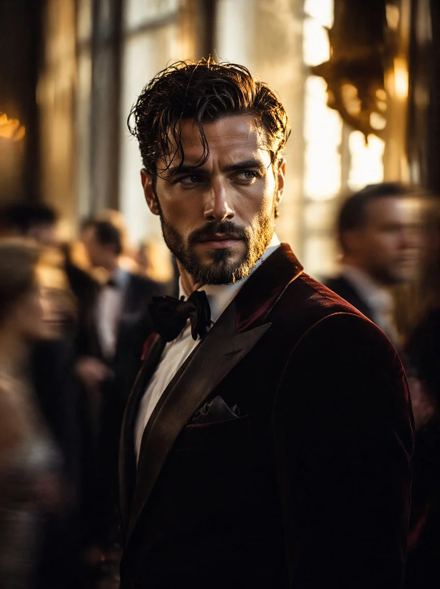 Isolated in Motion at a High-Society Gala