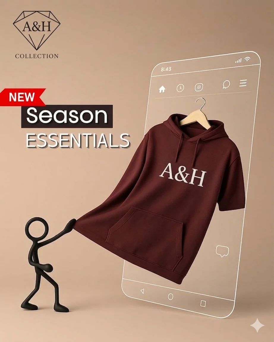 Isometric 3D Ad: A&H Season Essentials Hoodie Reveal