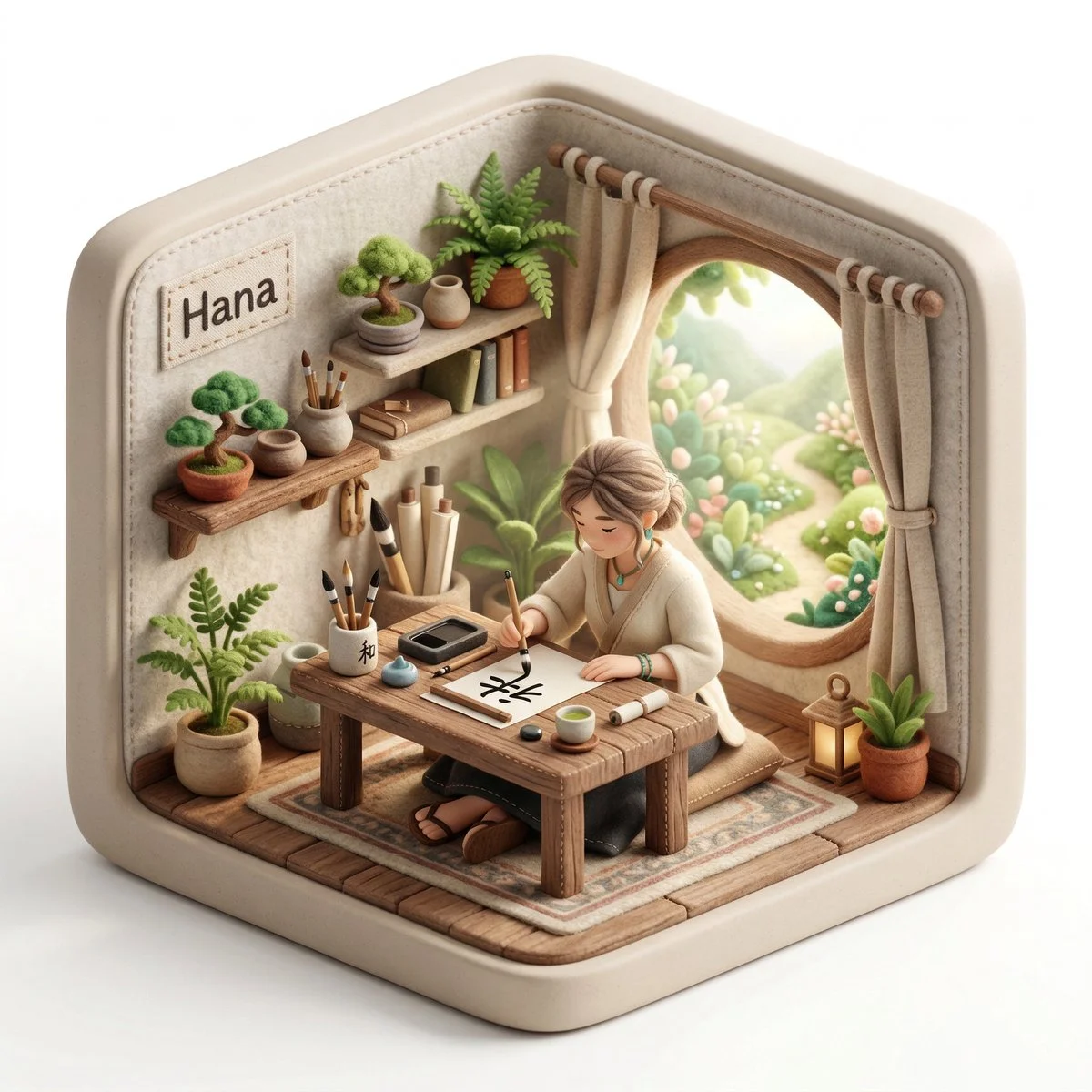 Isometric Felt Diorama of a Creative Soul in Nature