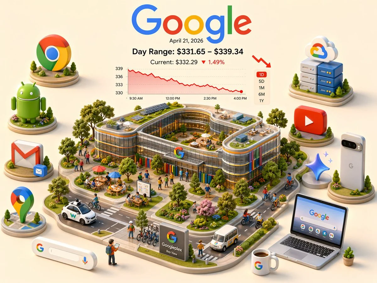 Isometric Google Stock Dashboard Miniature 3D Scene
