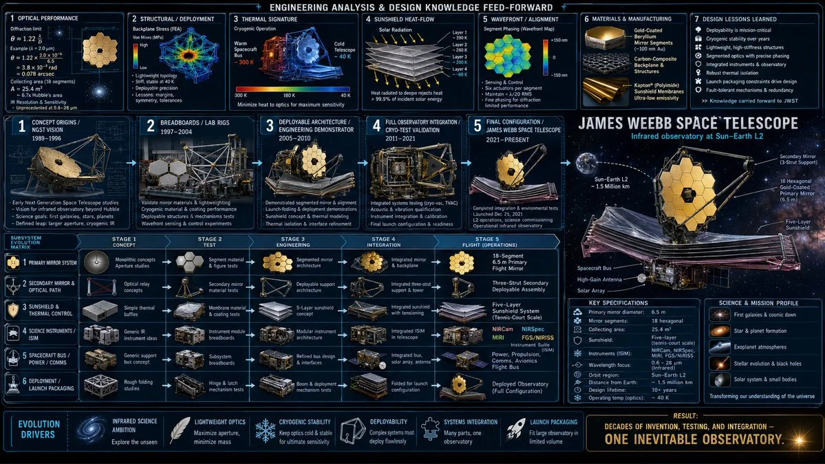 James Webb Telescope infographic traces invention from prototype to final form