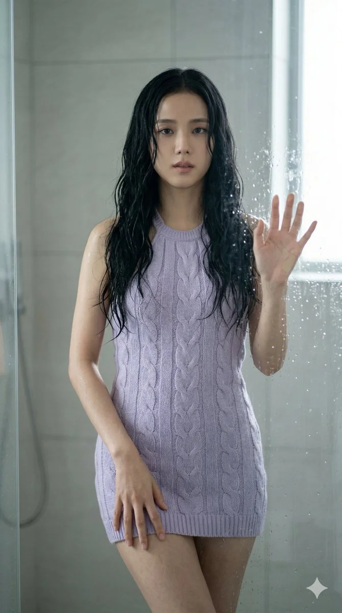 Jisoo’s Serene Gaze Through the Misted Glass