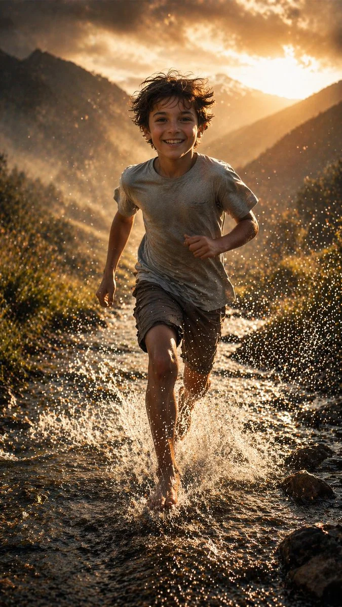 Joy and Momentum in a Mountain Stream Sprint