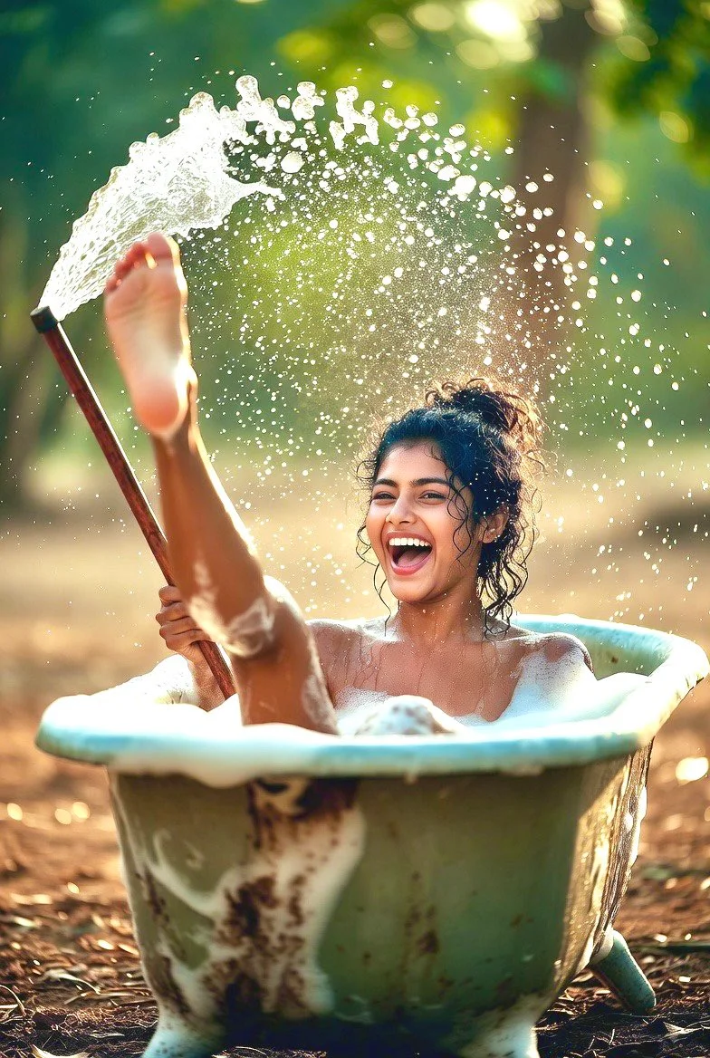 Joyful Moments in a Vintage Tub