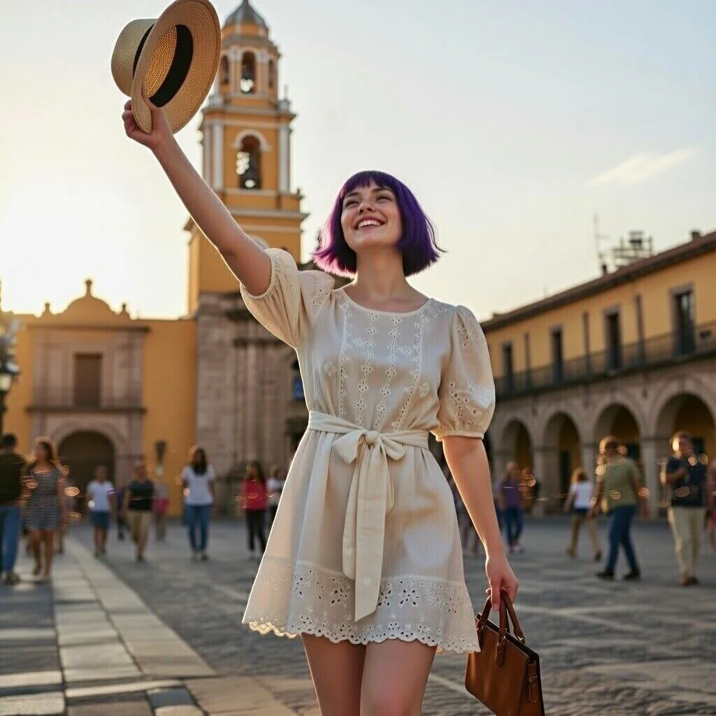 Joyful Radiance in a European Town Square