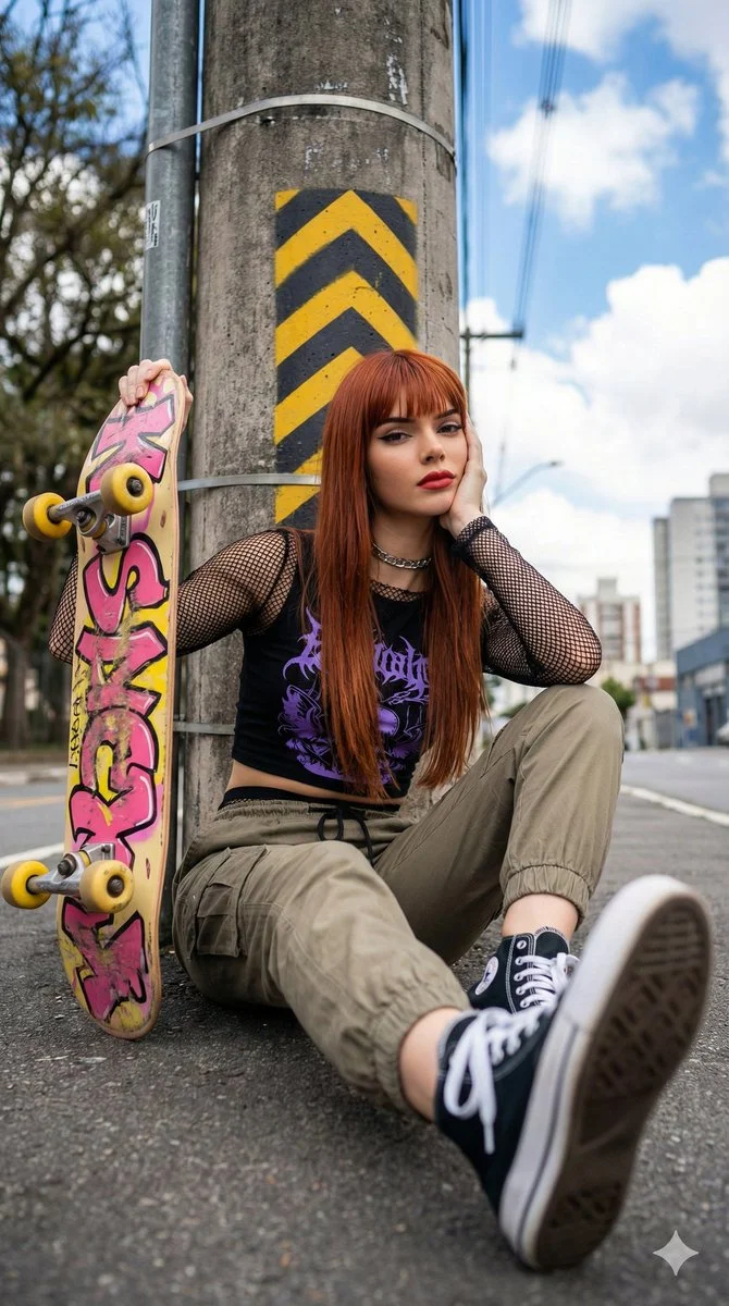 Kendall's Skater Cool: A Photorealistic Street Vibe