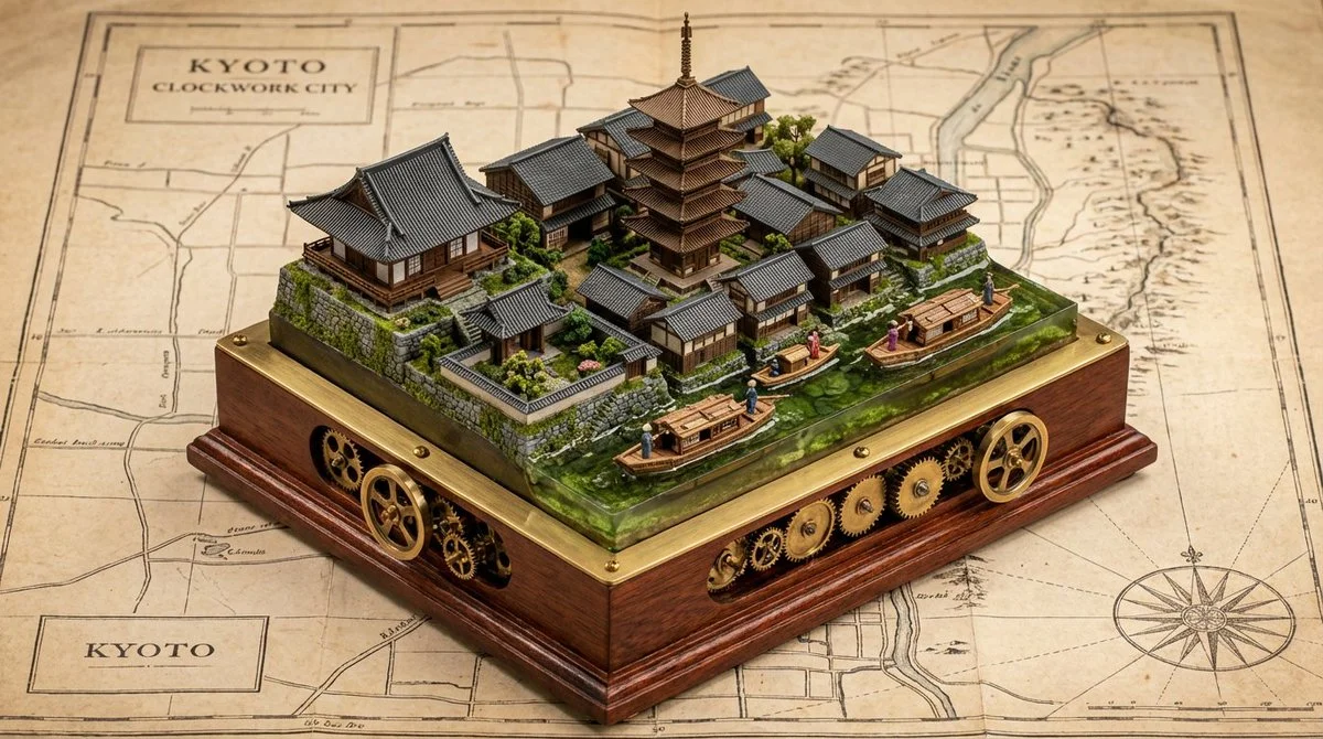 Kinetic Kyoto: A Steampunk Music Box Diorama