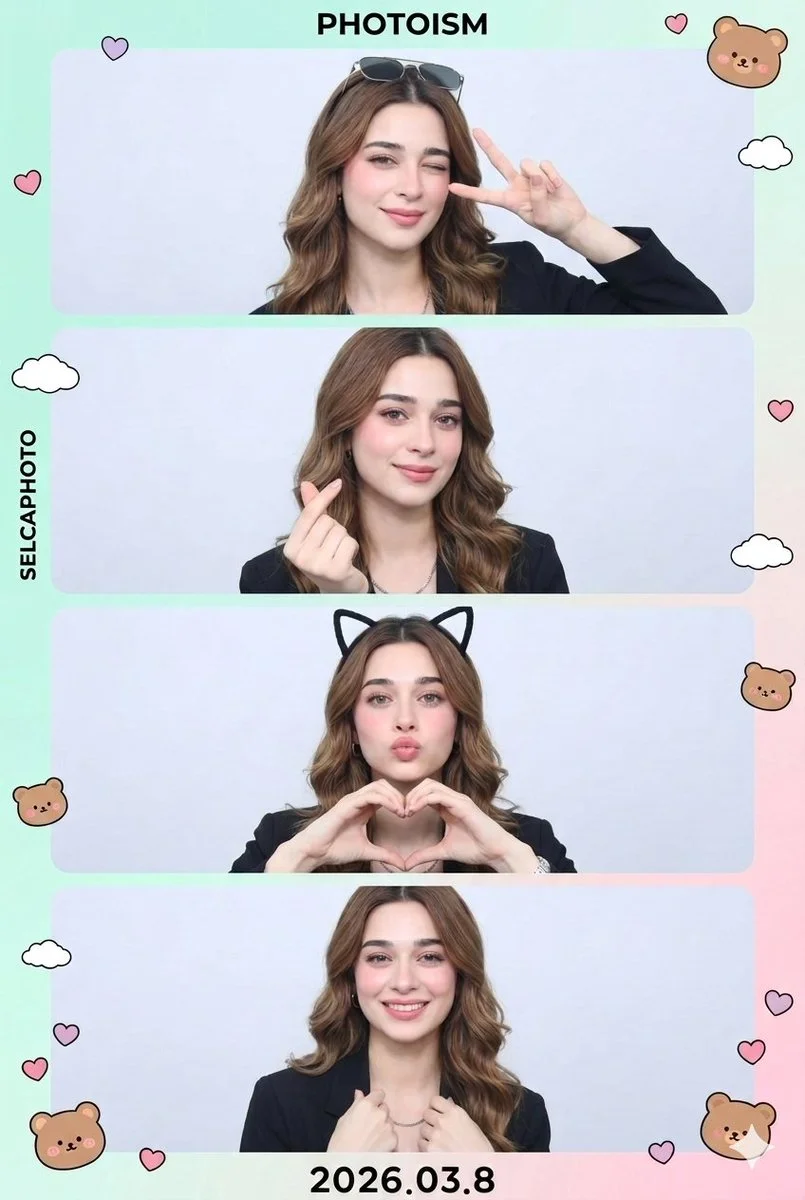 Korean 4-Cut Selca Strip in Pastel Mint and Pink