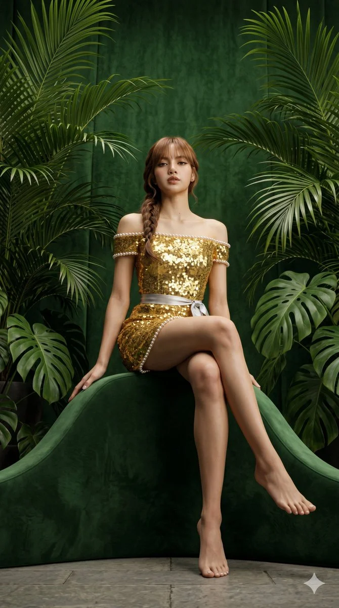 Lalisa in Emerald Elegance: A Cinematic Tropical Portrait
