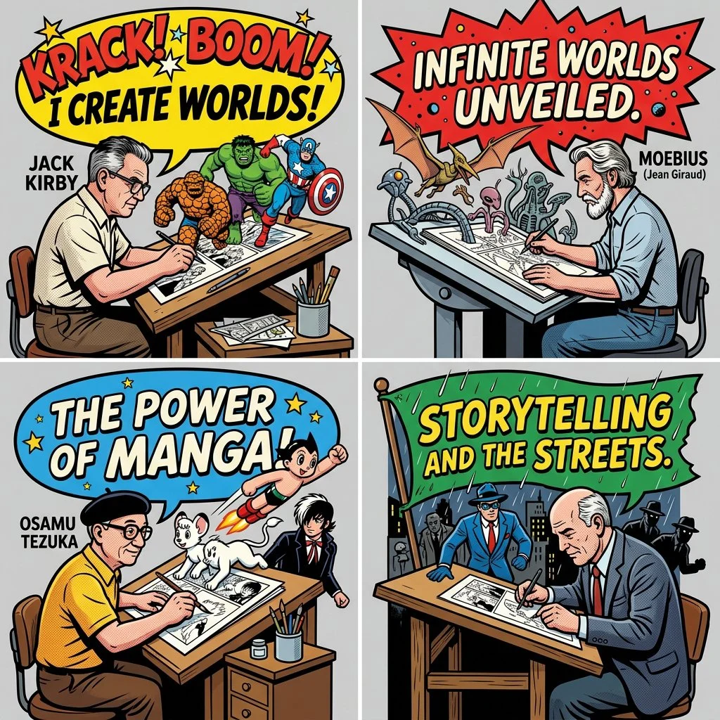 Legendary Comic Artists in Vibrant 3D Dioramas