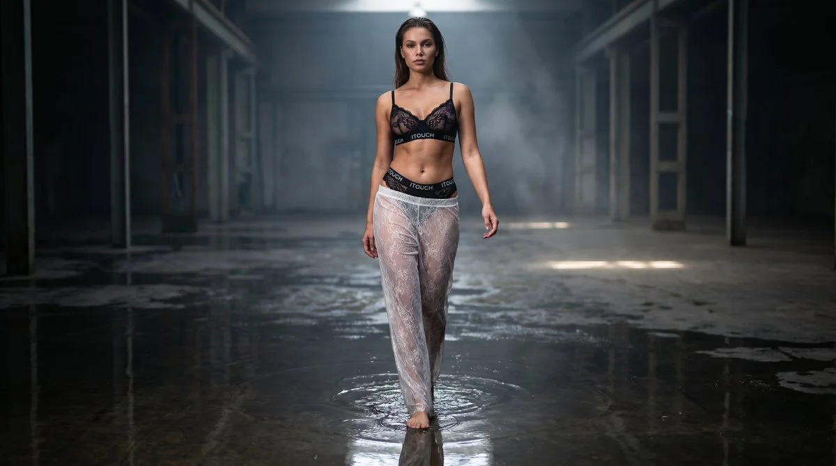 Lingerie Ad in an Industrial Dreamscape