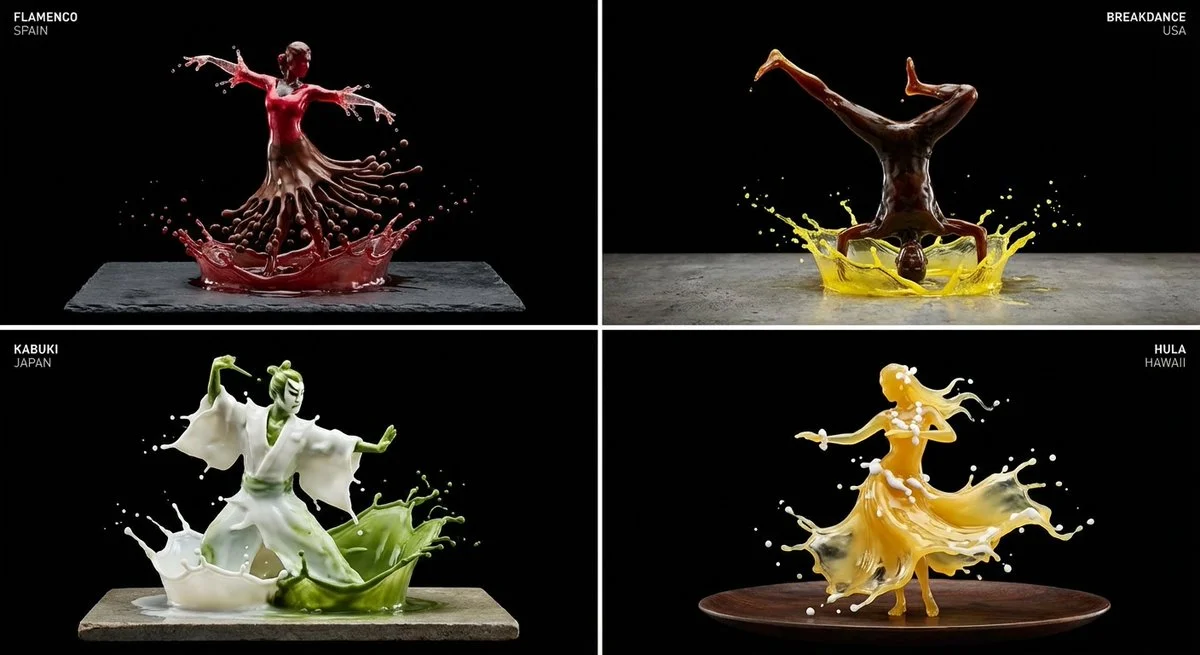 Liquid Dance: Global Moves in Motion