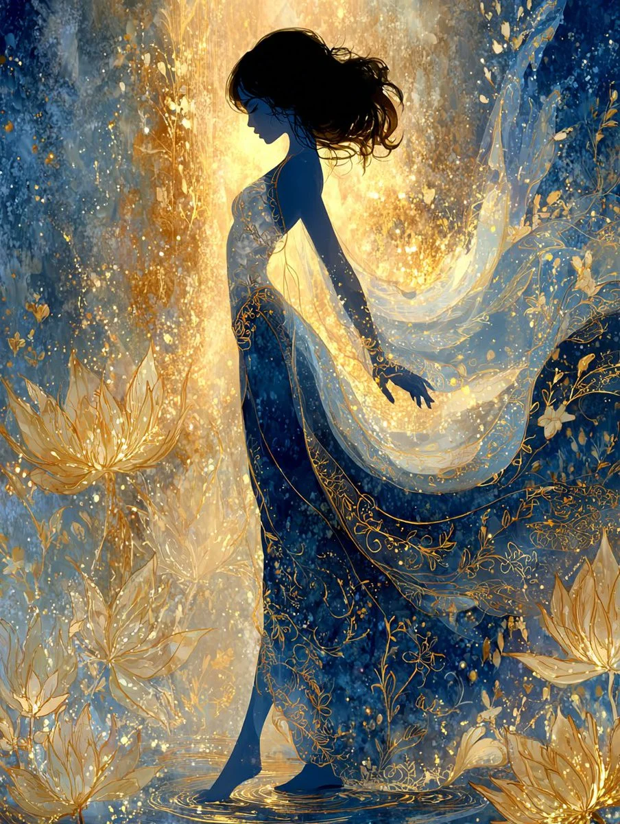 Luminous Elegance: A Dreamy Night in the Lotus Pond