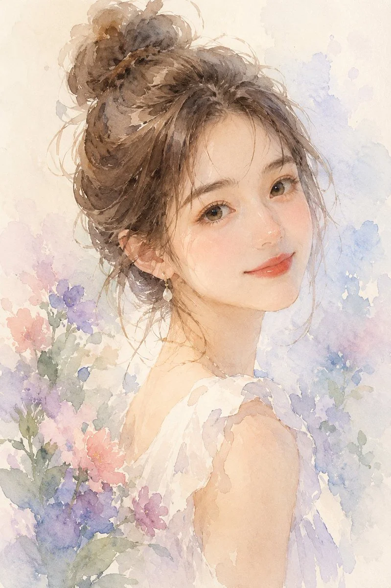 Luminous pastel couple portraits surrounded by lavender flowers