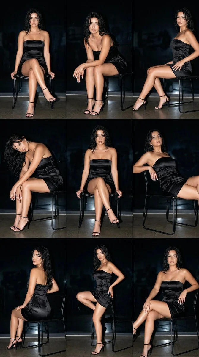 Luxurious Night Editorial in Wet Satin and Flash Lighting