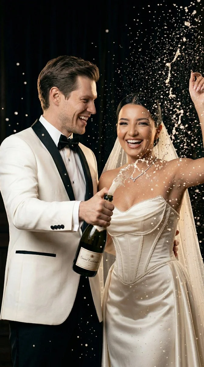 Luxury Champagne Wedding Moment Frozen in Time