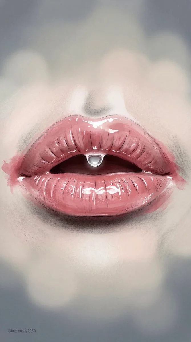 Macro Elegance: Porcelain Lips in Painterly Glow