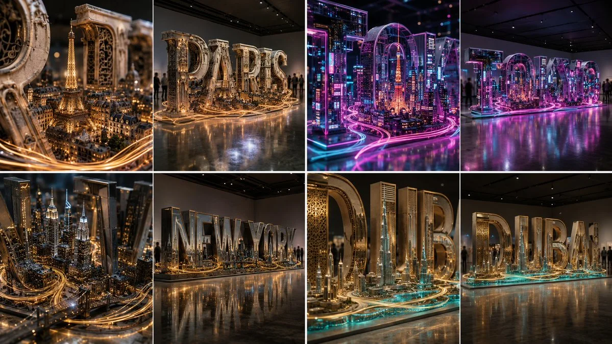 Macro lens captures tiny London cityscape inside giant glyphs