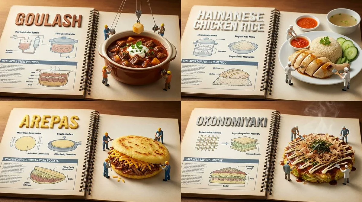 Macro Still Life of 3D Letters in Technical Cookbook Layout