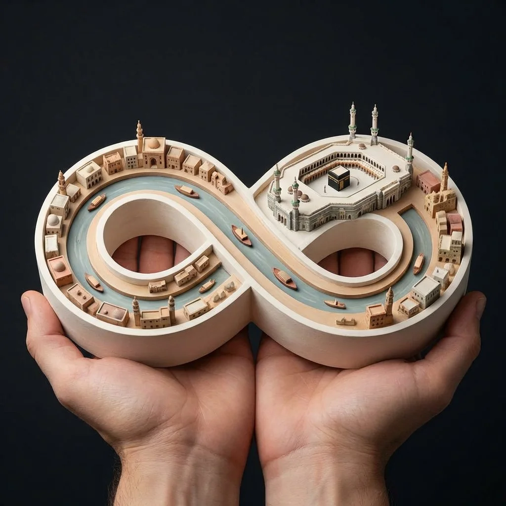 Mecca’s Infinity River: A Macro Architectural Diorama in 1:5000 Scale
