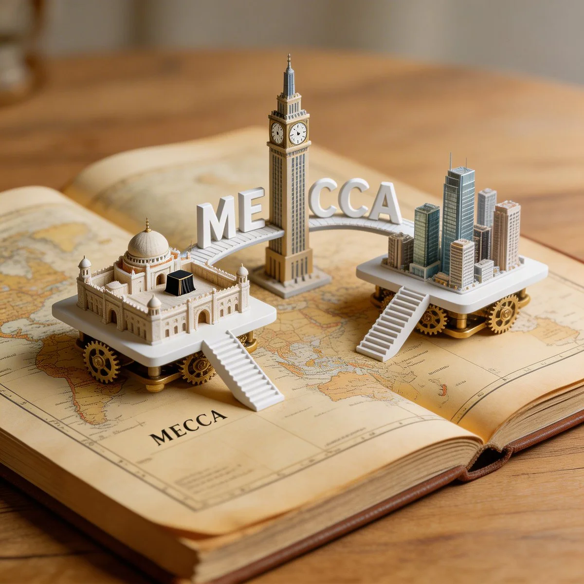 Mechanical Cityscape Emerges from Vintage Atlas in Isometric Detail