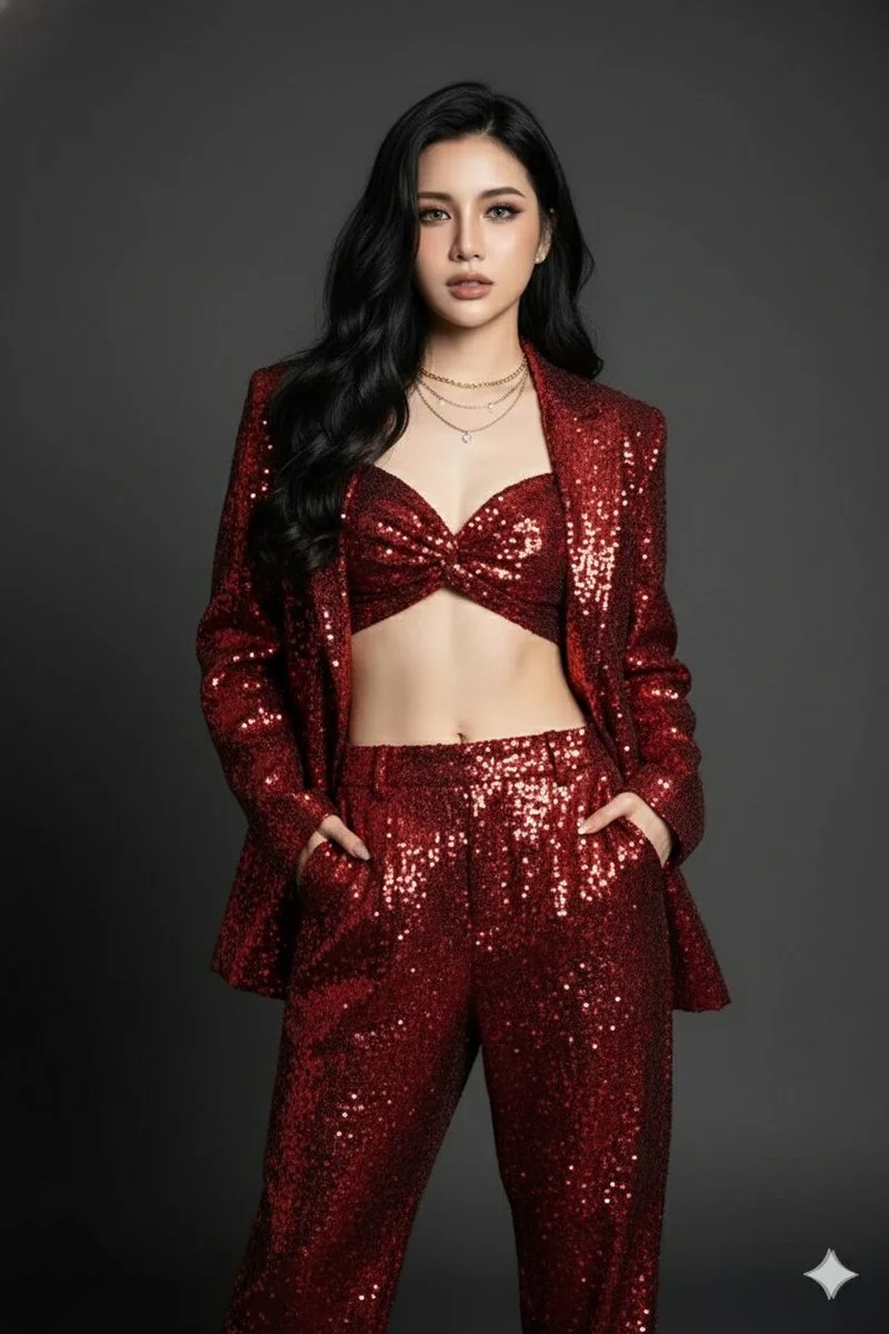 Metallic Marvel: Fashion Forward in Red Sequins