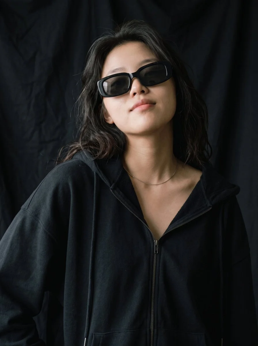 Midnight Armor: Moody Portrait of Woman Daring the Sun to Catch Her Eye