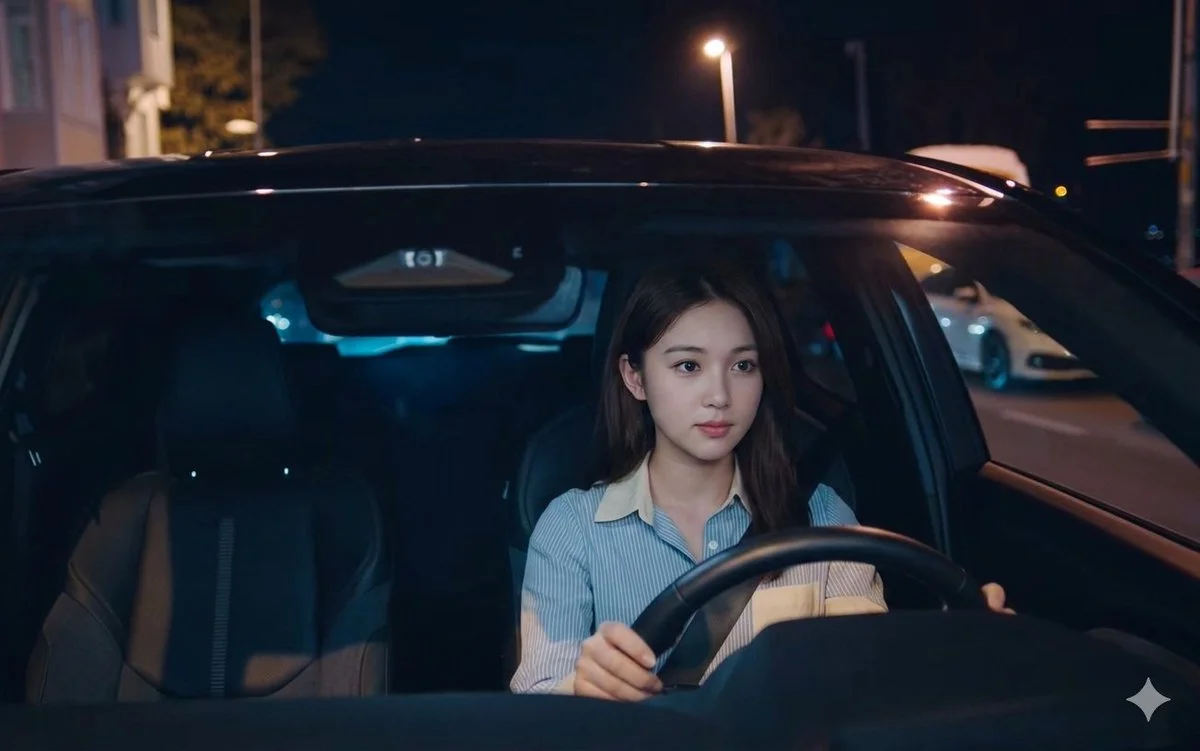 Midnight Drive Through Neon City Lights