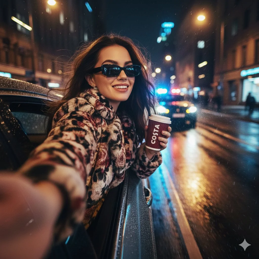 Midnight Escapade: Urban Glamour on the Run