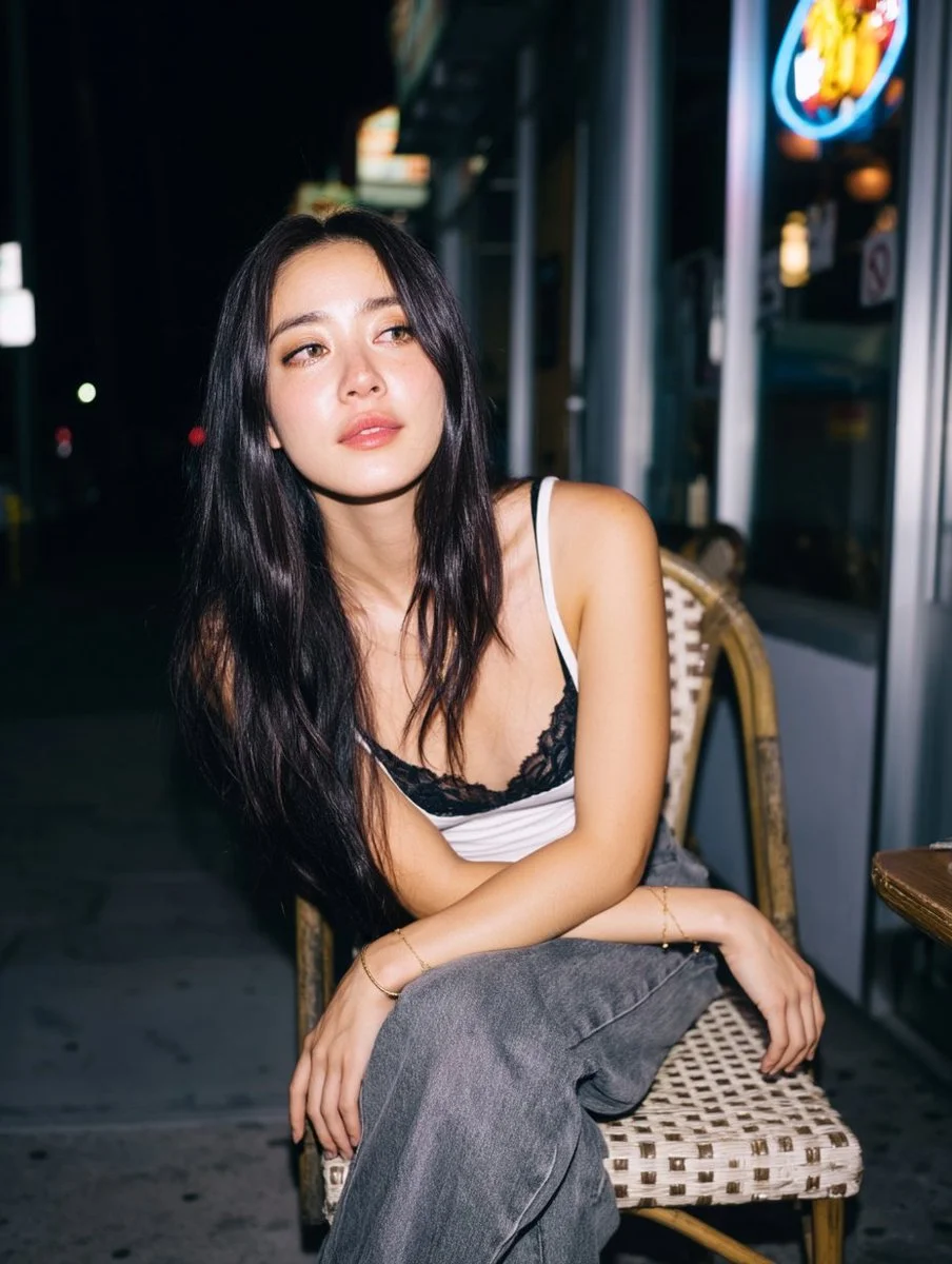 Midnight Urban Portrait: V8’s Enhanced Prompt Precision