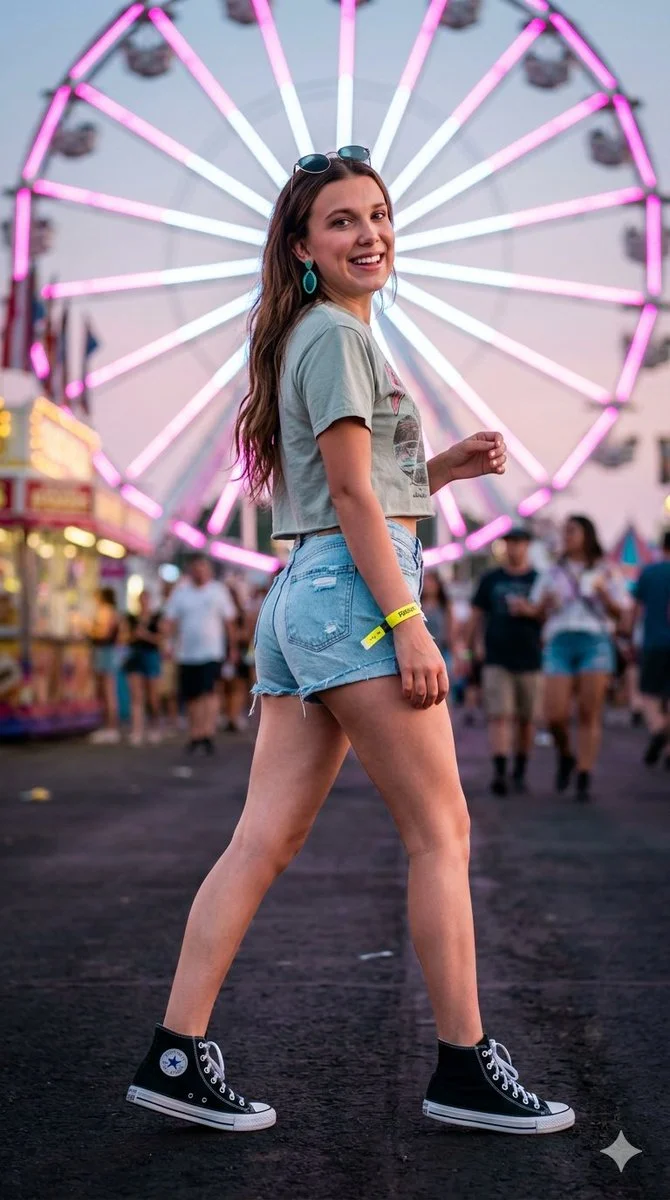 Millie Bobby Brown Radiates Neon Glow at Evening Festival